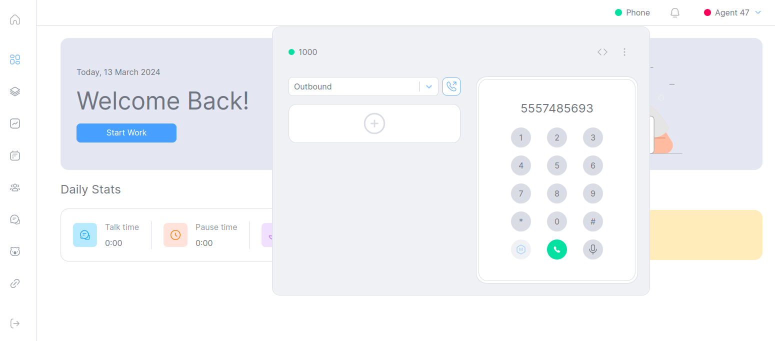 Call Center Historical Reporting Agent Page